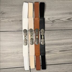 Set of 4 Fashion Clasp Elastic Skinny Belts